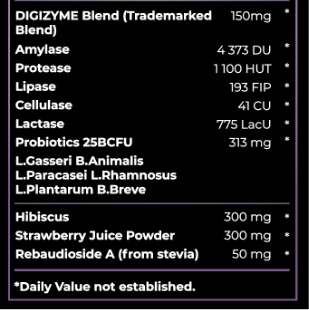 Skinny Signal Complex complete ingredient panel label